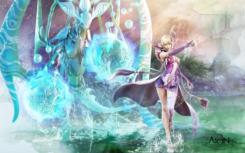 fantasy warrior with water dragon