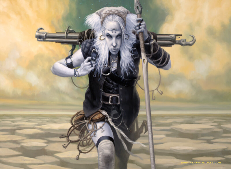 fantasy warrior with weapons