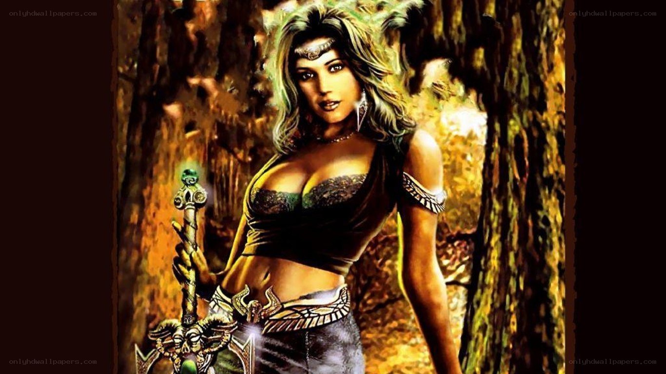 fantasy warrior woman in forest