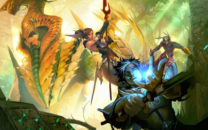 Fantasy Warriors Fighting Dragon