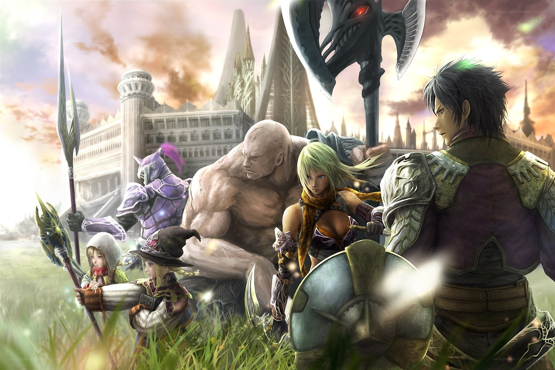 Fantasy warriors in a battle scene