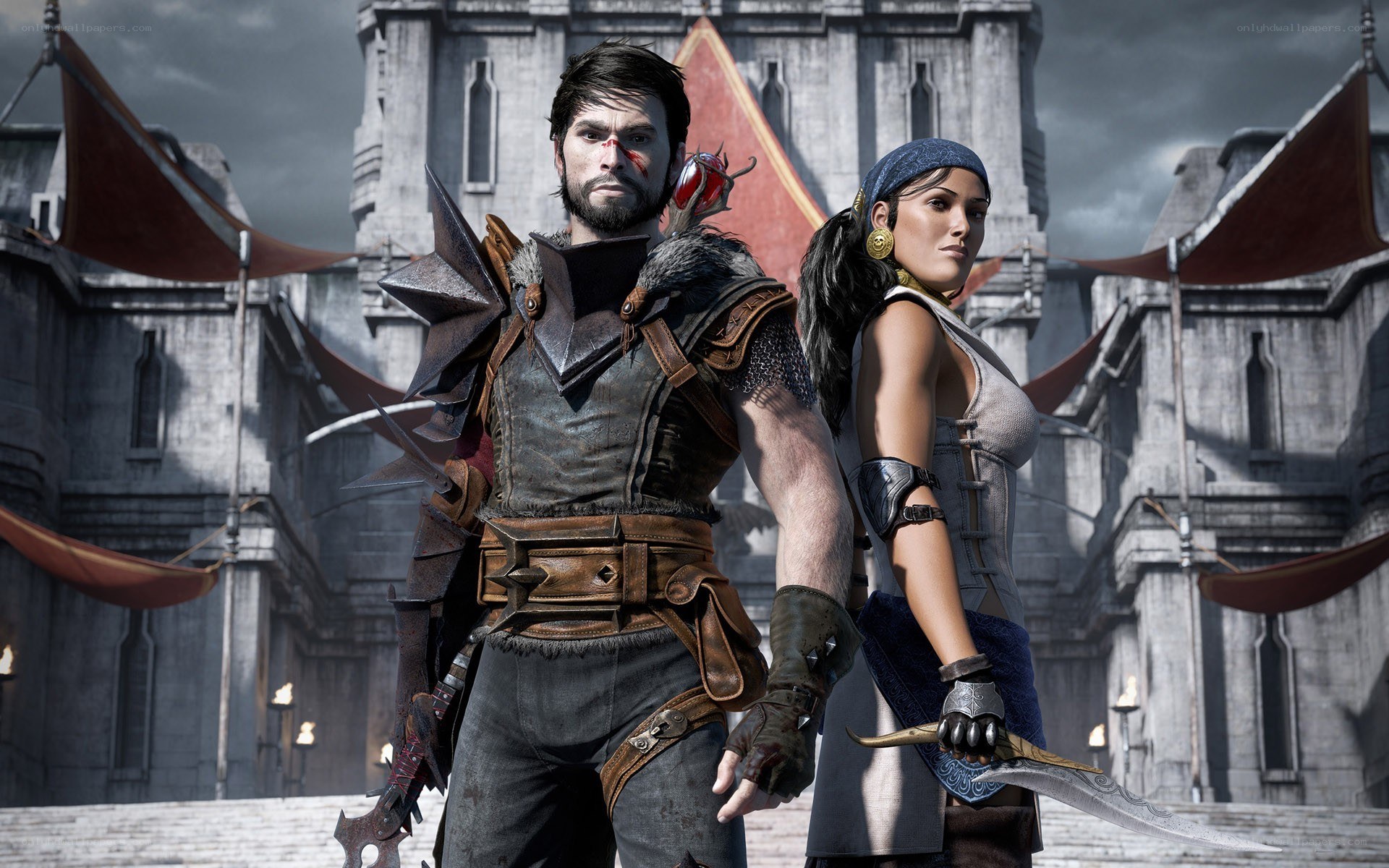 fantasy warriors in a castle