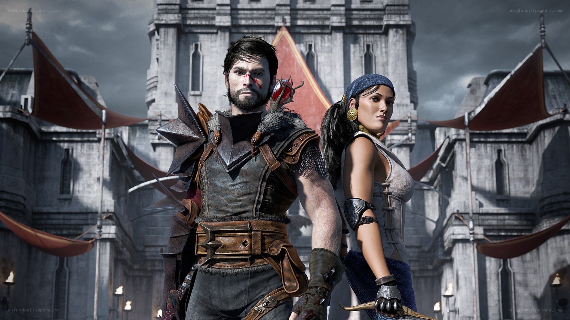 fantasy warriors in a castle