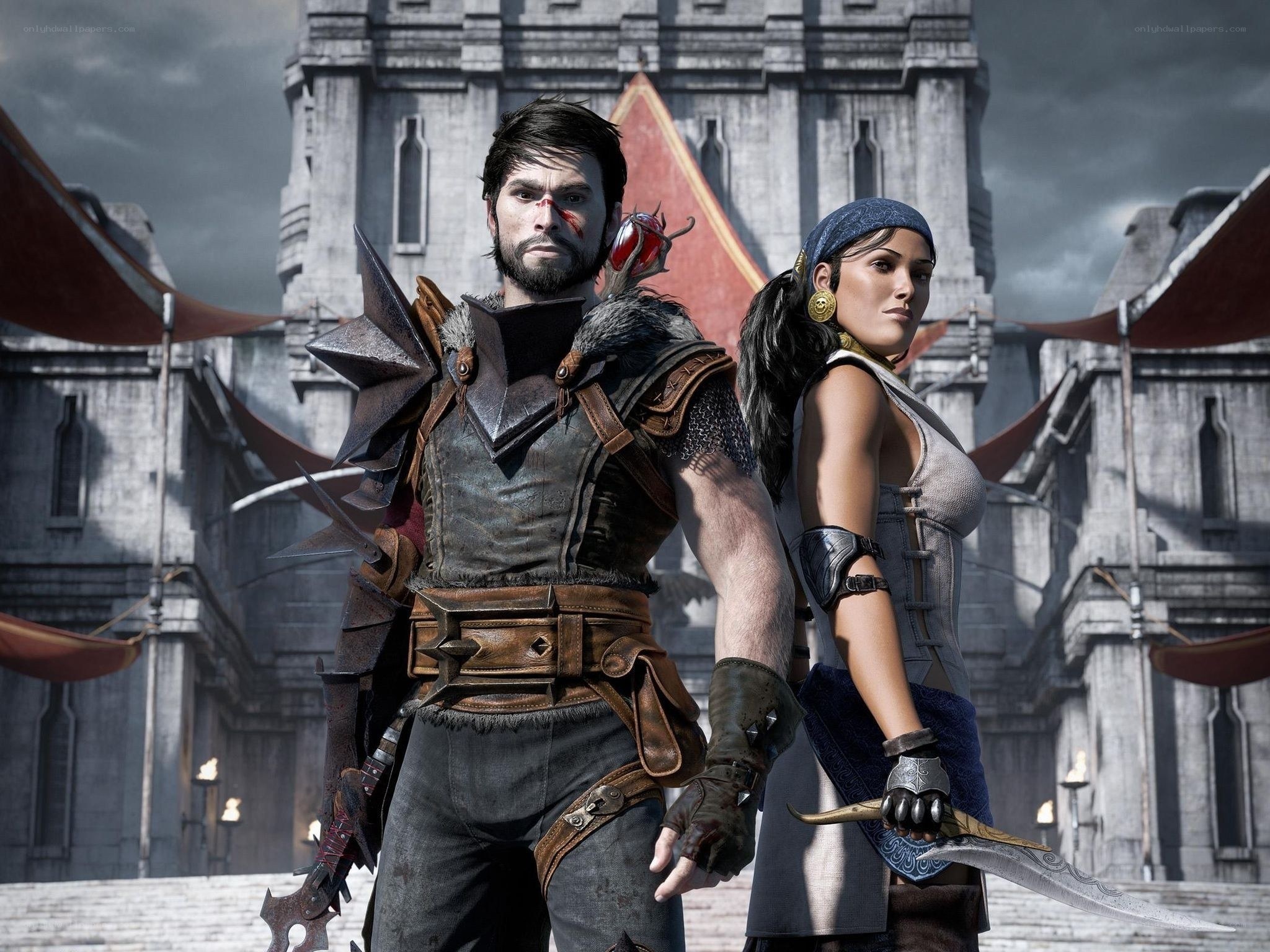 fantasy warriors in a city