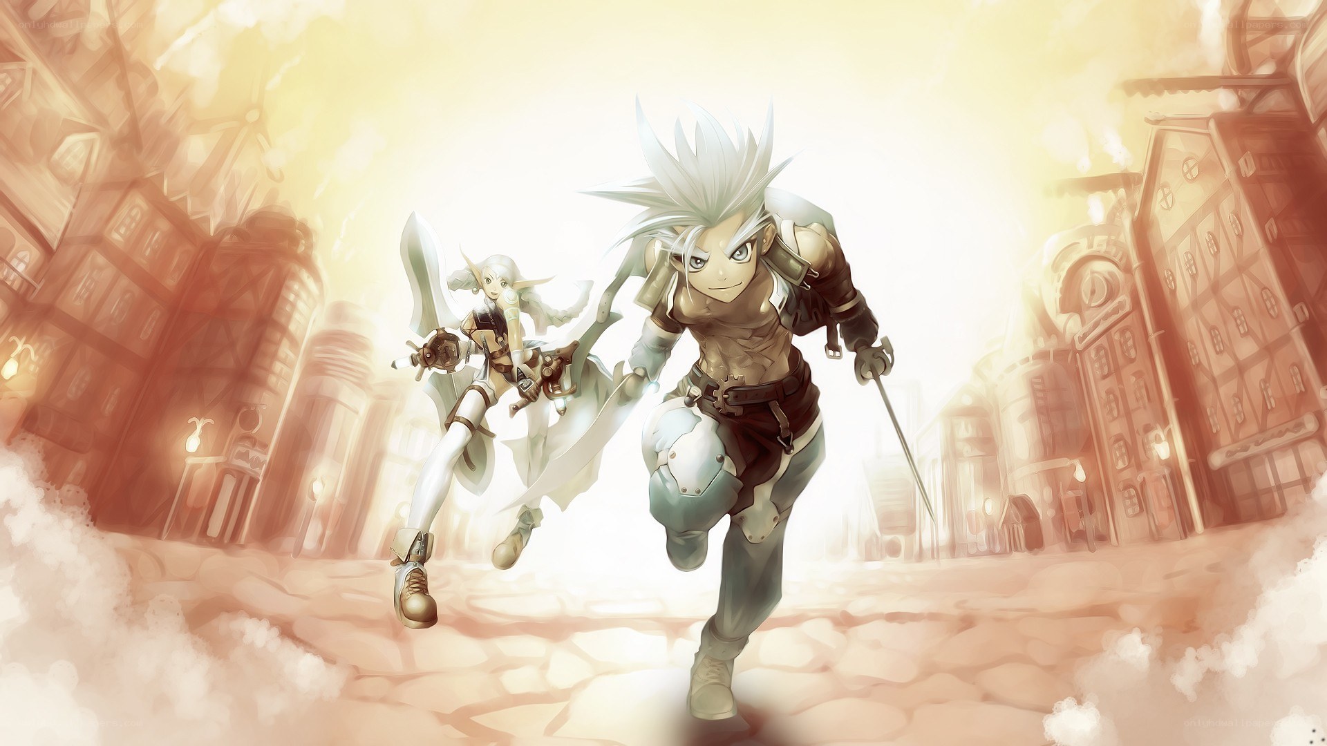 fantasy warriors in a city