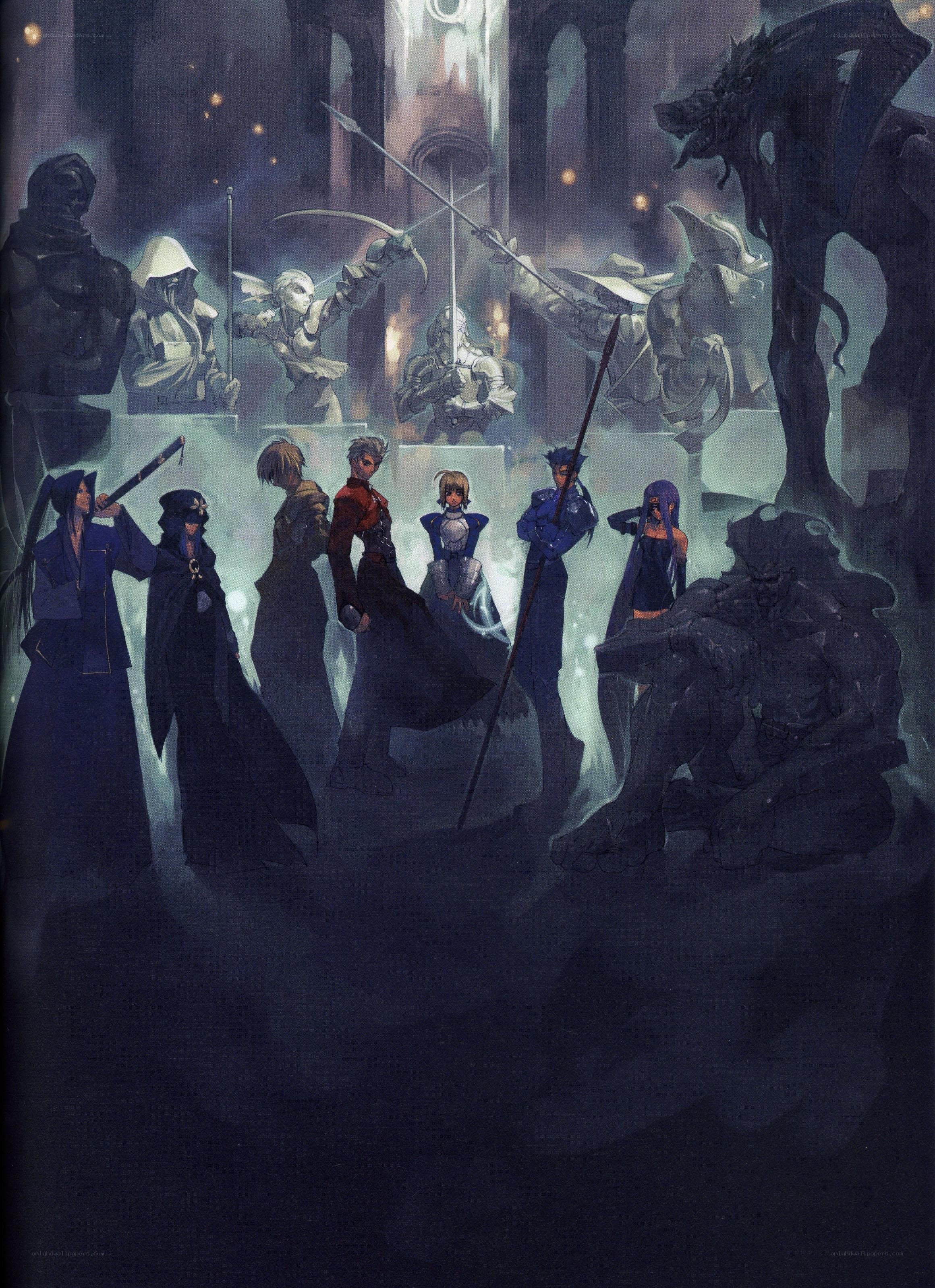 Fantasy warriors in a dark hall