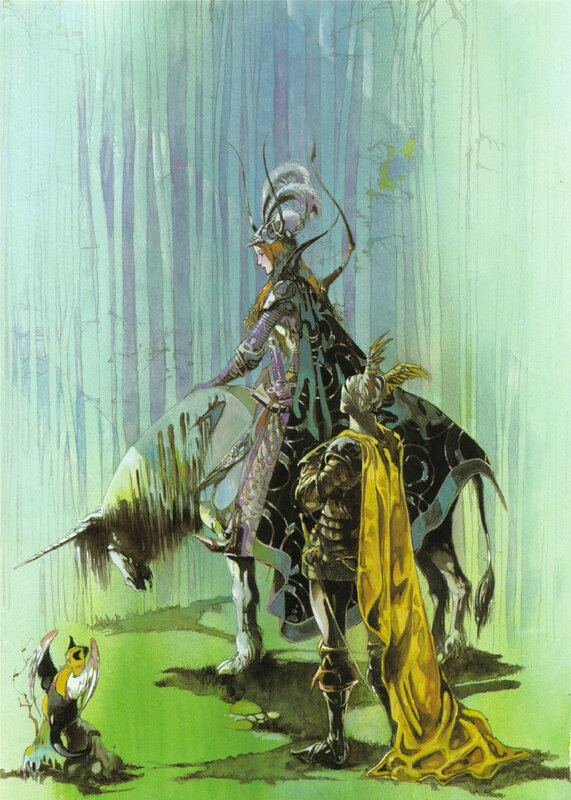 Fantasy warriors in a forest