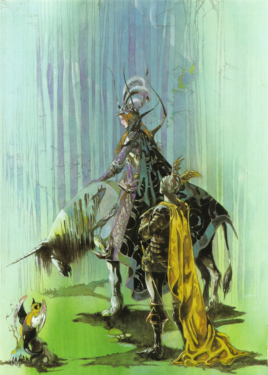 Fantasy warriors in a forest