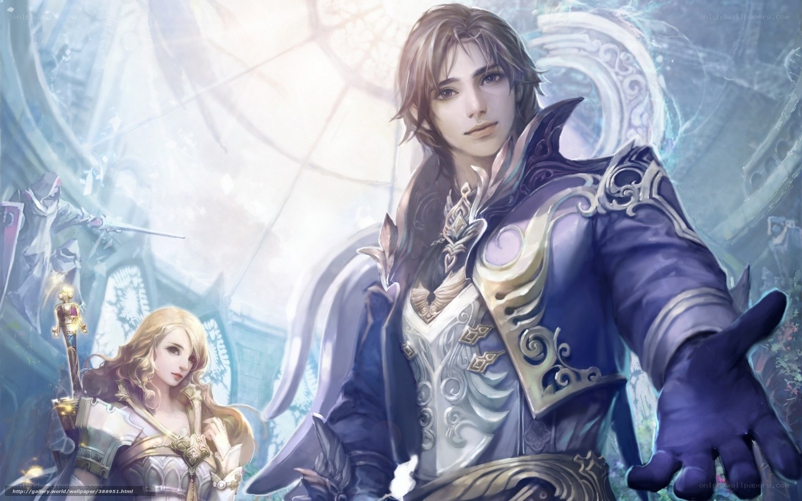 fantasy warriors in a magical hall