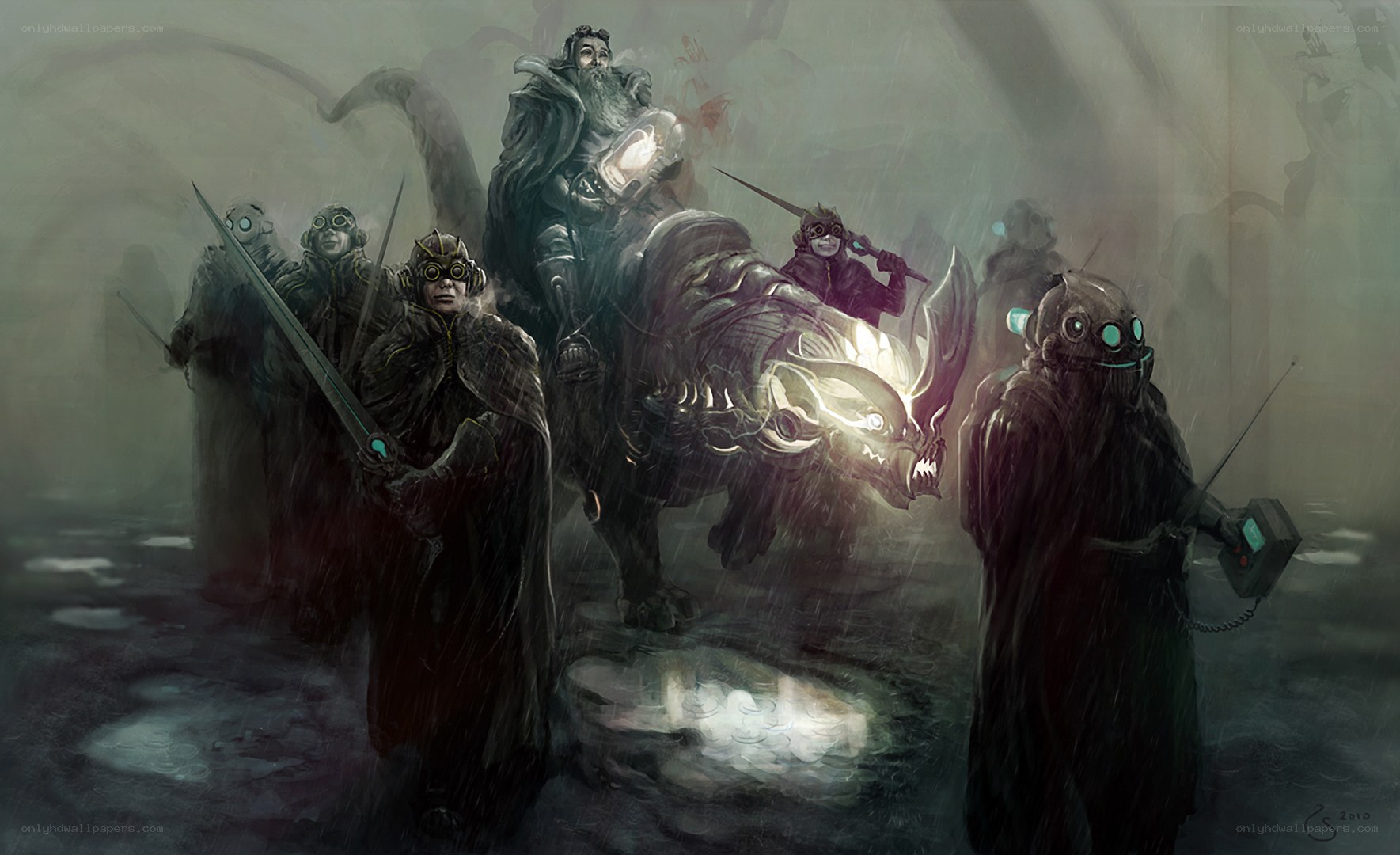 Fantasy warriors in a storm