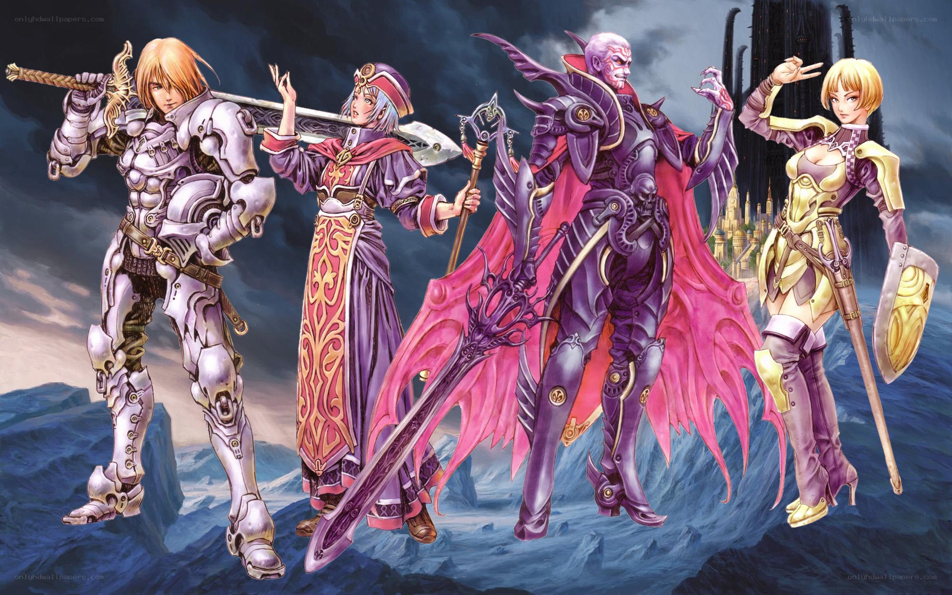 Fantasy warriors in armor