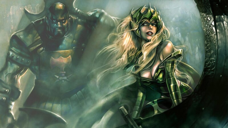 Fantasy warriors in battle
