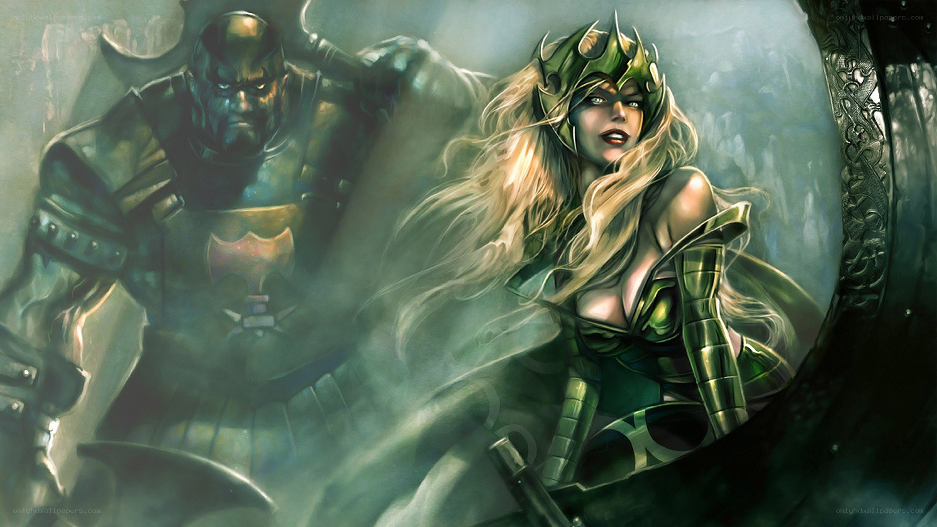 Fantasy warriors in battle