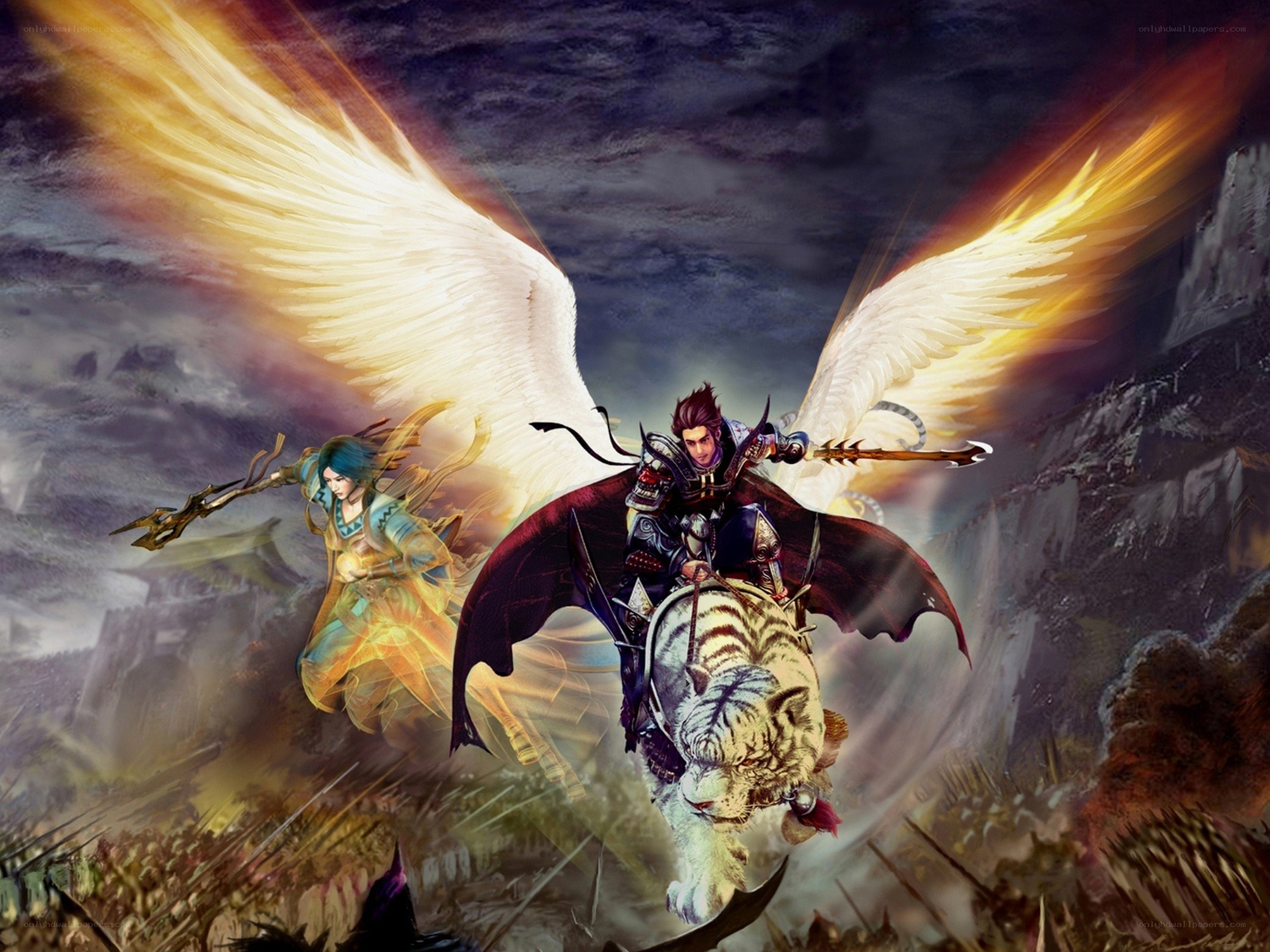 Fantasy warriors in battle