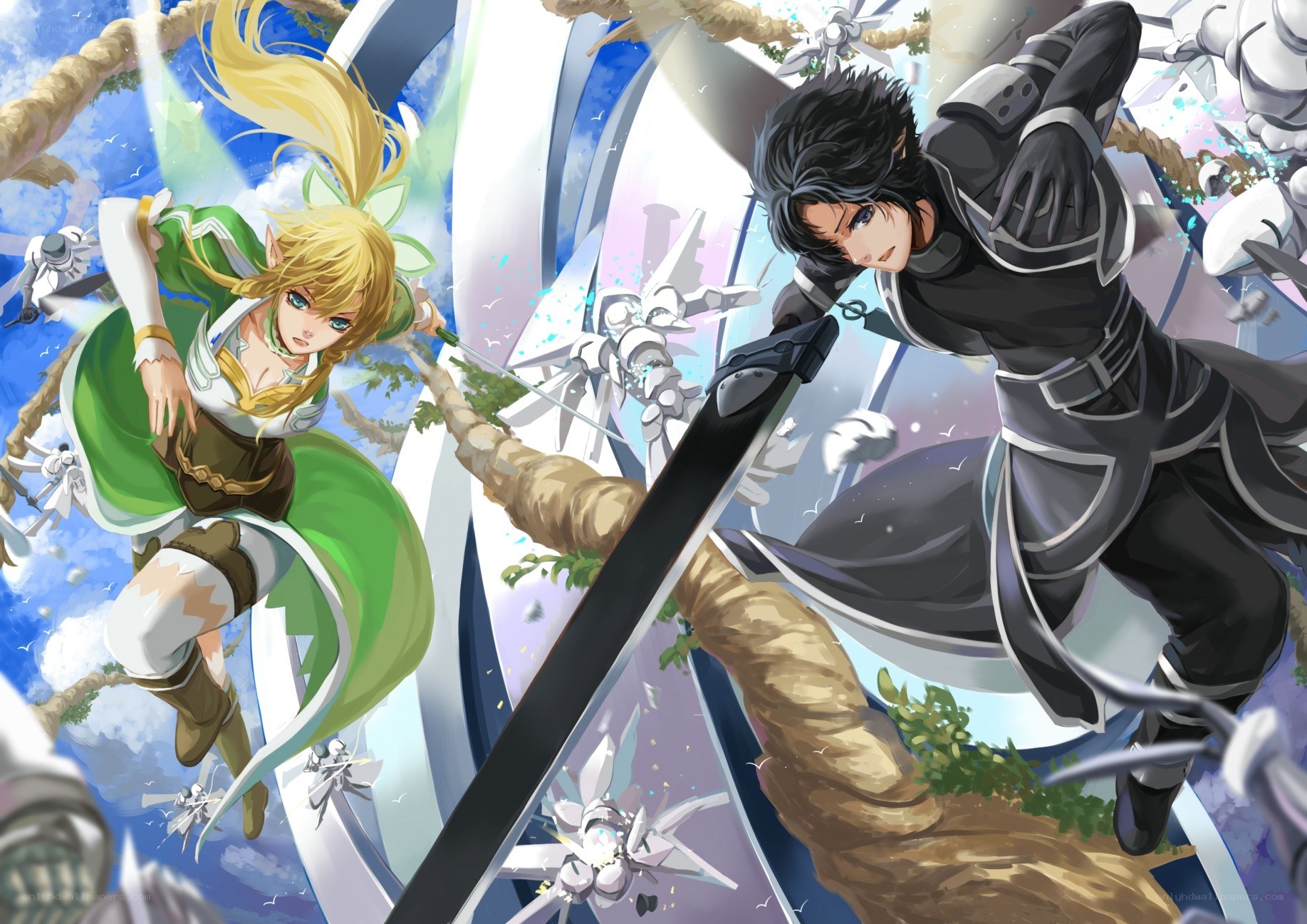 Fantasy warriors in battle