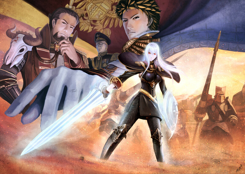 Fantasy warriors in battle
