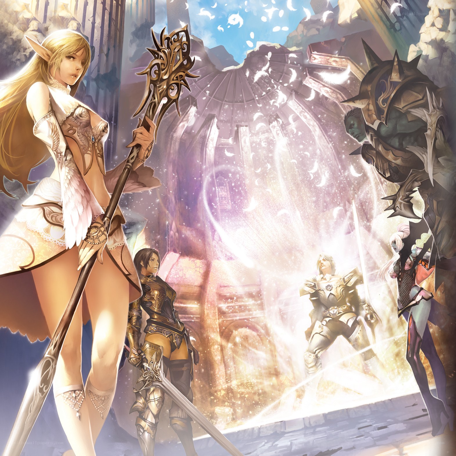 Fantasy warriors in battle