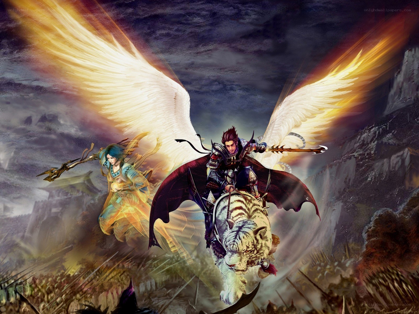 Fantasy warriors in battle