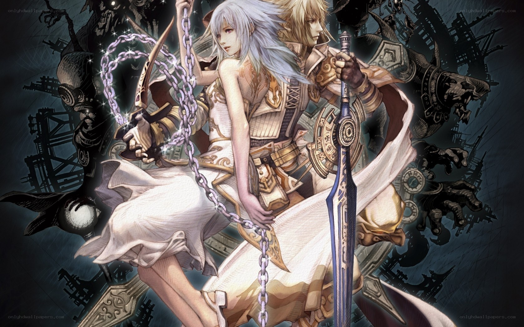 Fantasy warriors in battle