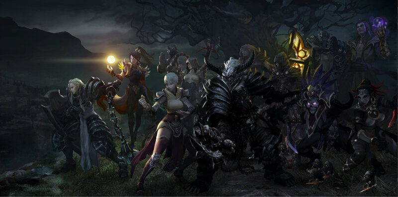 Fantasy Warriors in Battle — Black, Dramatic, Night