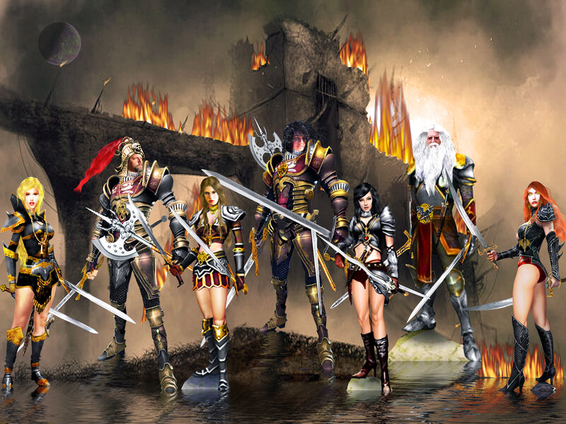 Fantasy Warriors in Battle — Black, Dramatic