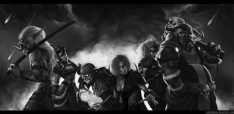 Fantasy Warriors in Battle — Black