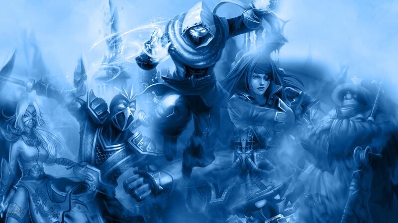 Fantasy Warriors in Battle — Blue, Dramatic, Digital Art, Magic, Armor
