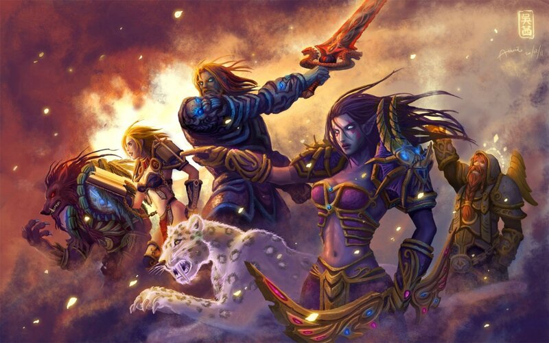 Fantasy Warriors in Battle — Purple, Dramatic, Sunset