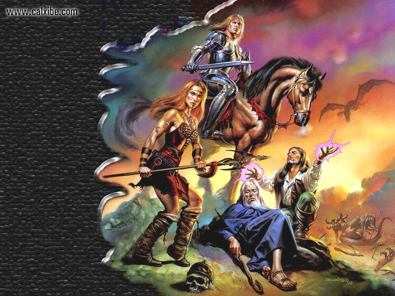 Fantasy Warriors in Battle — Purple