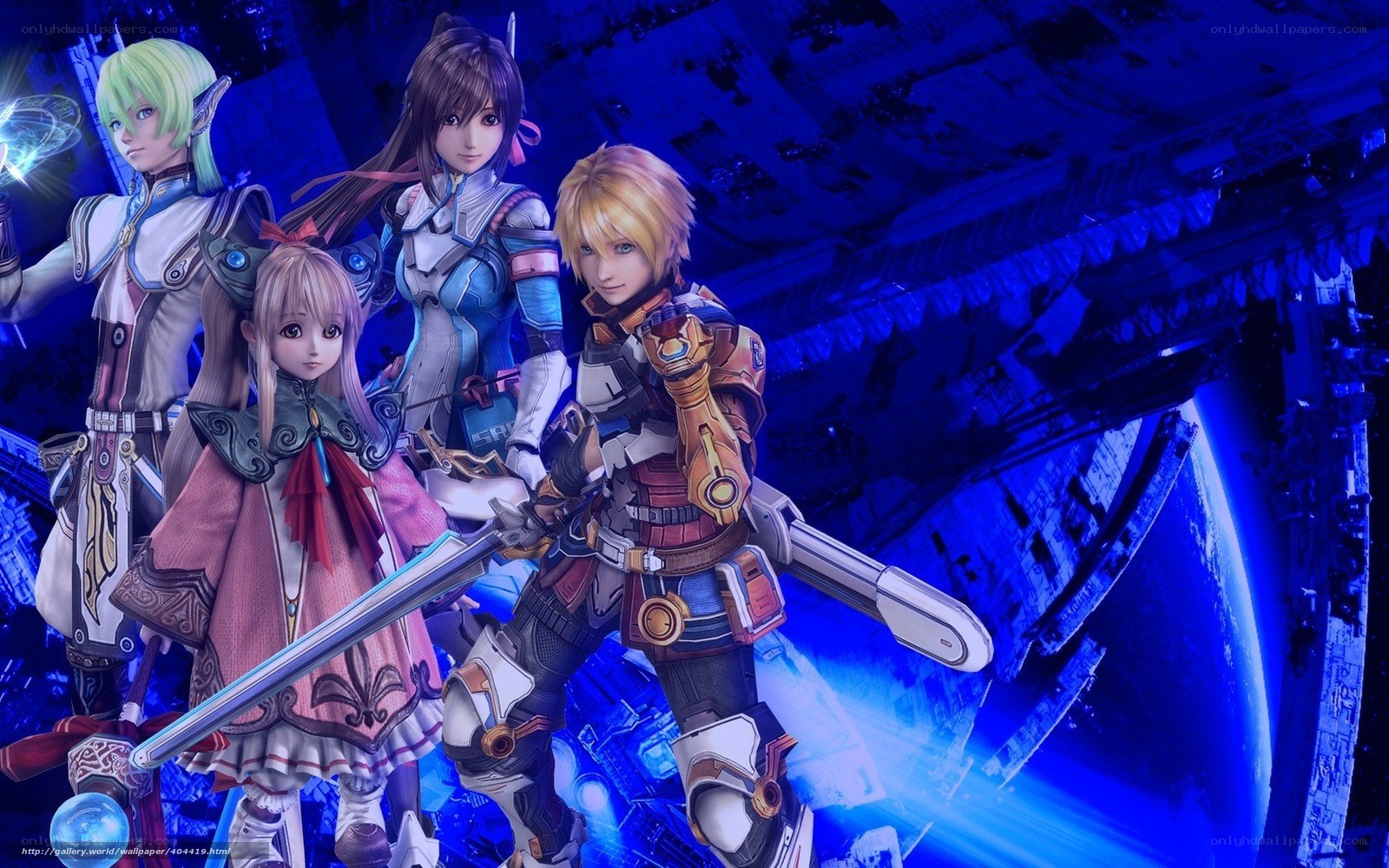 fantasy warriors in blue light