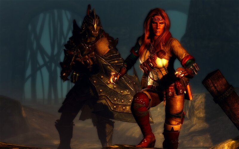 fantasy warriors in dark cave
