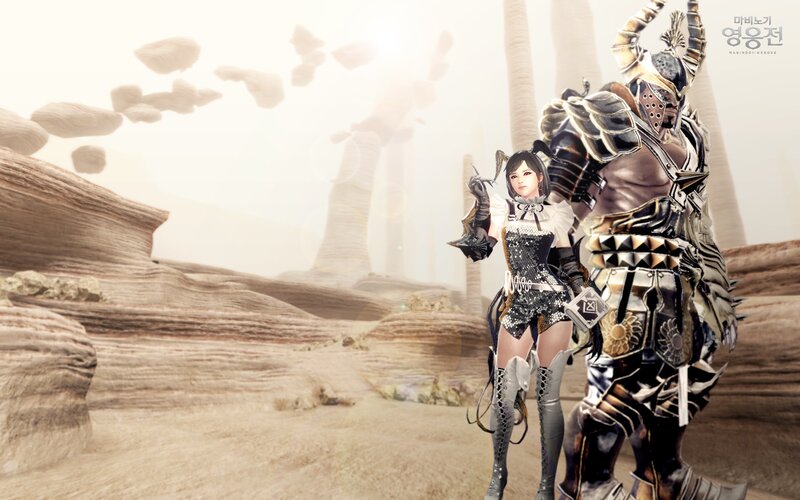 Fantasy warriors in desert