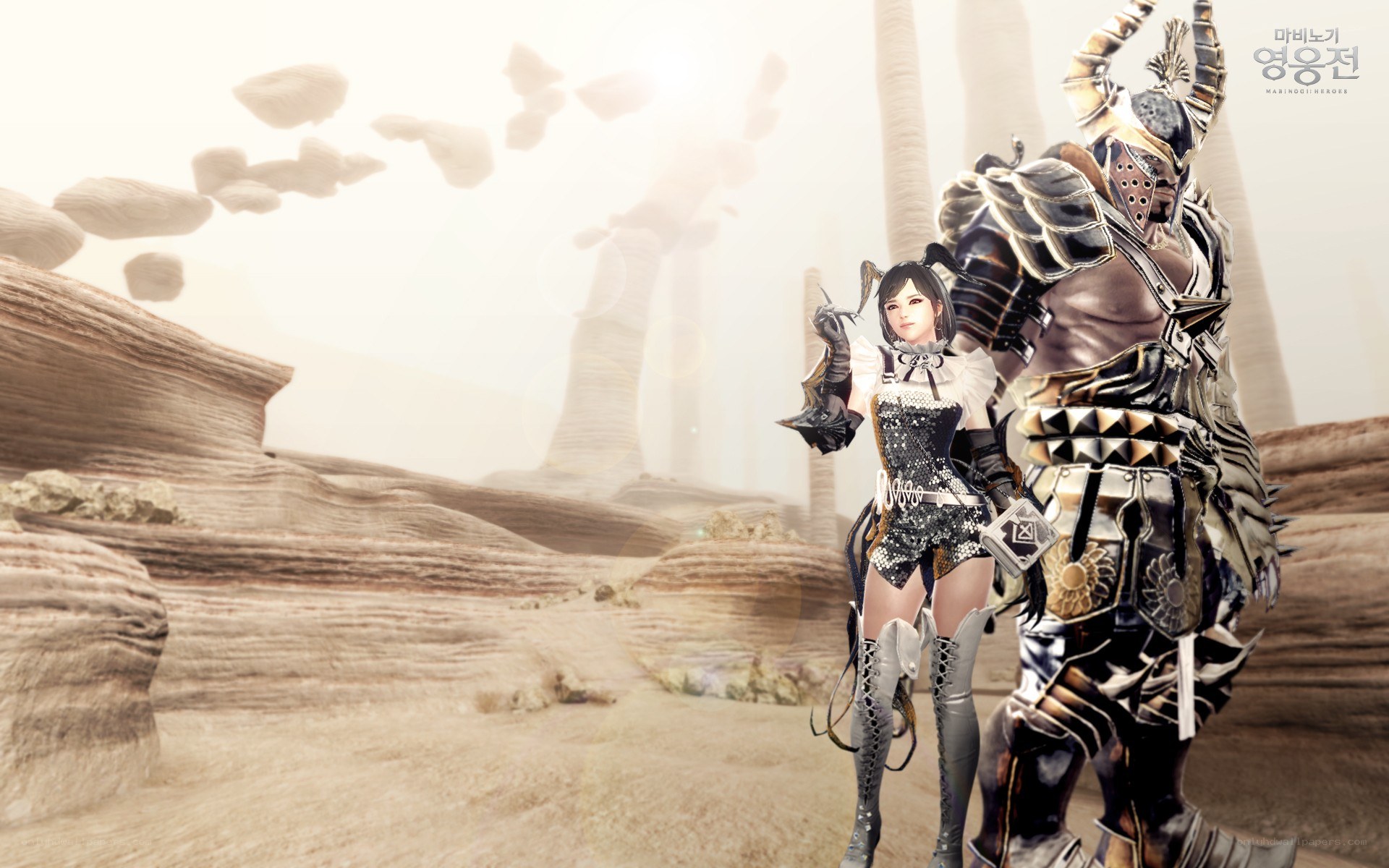 Fantasy warriors in desert