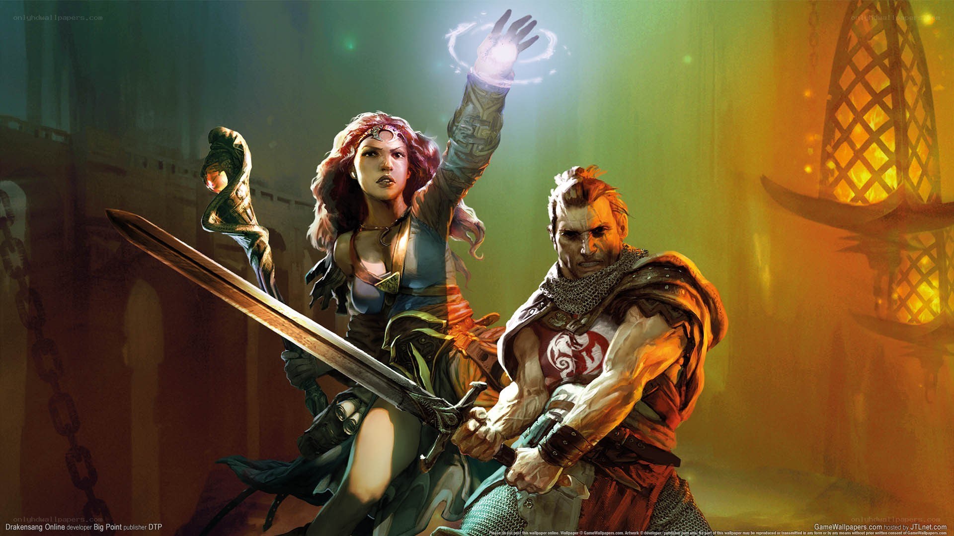 Fantasy warriors in dungeon