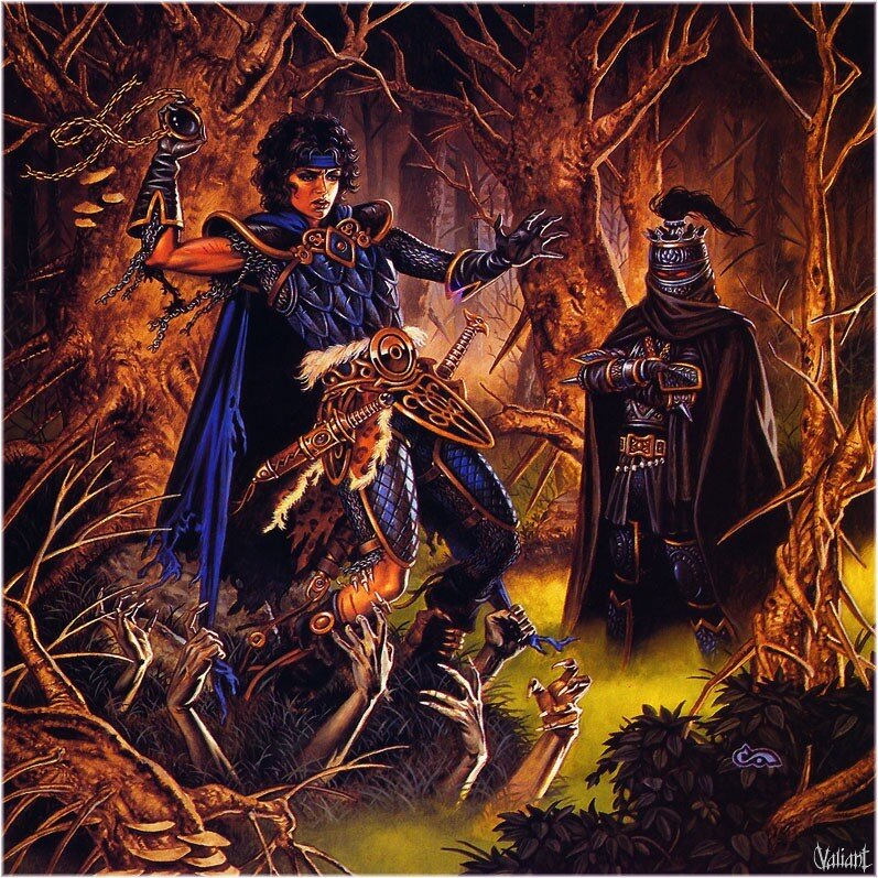 Fantasy Warriors in Forest — Brown, Dramatic
