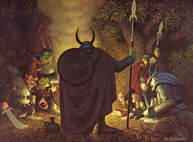 Fantasy warriors in forest