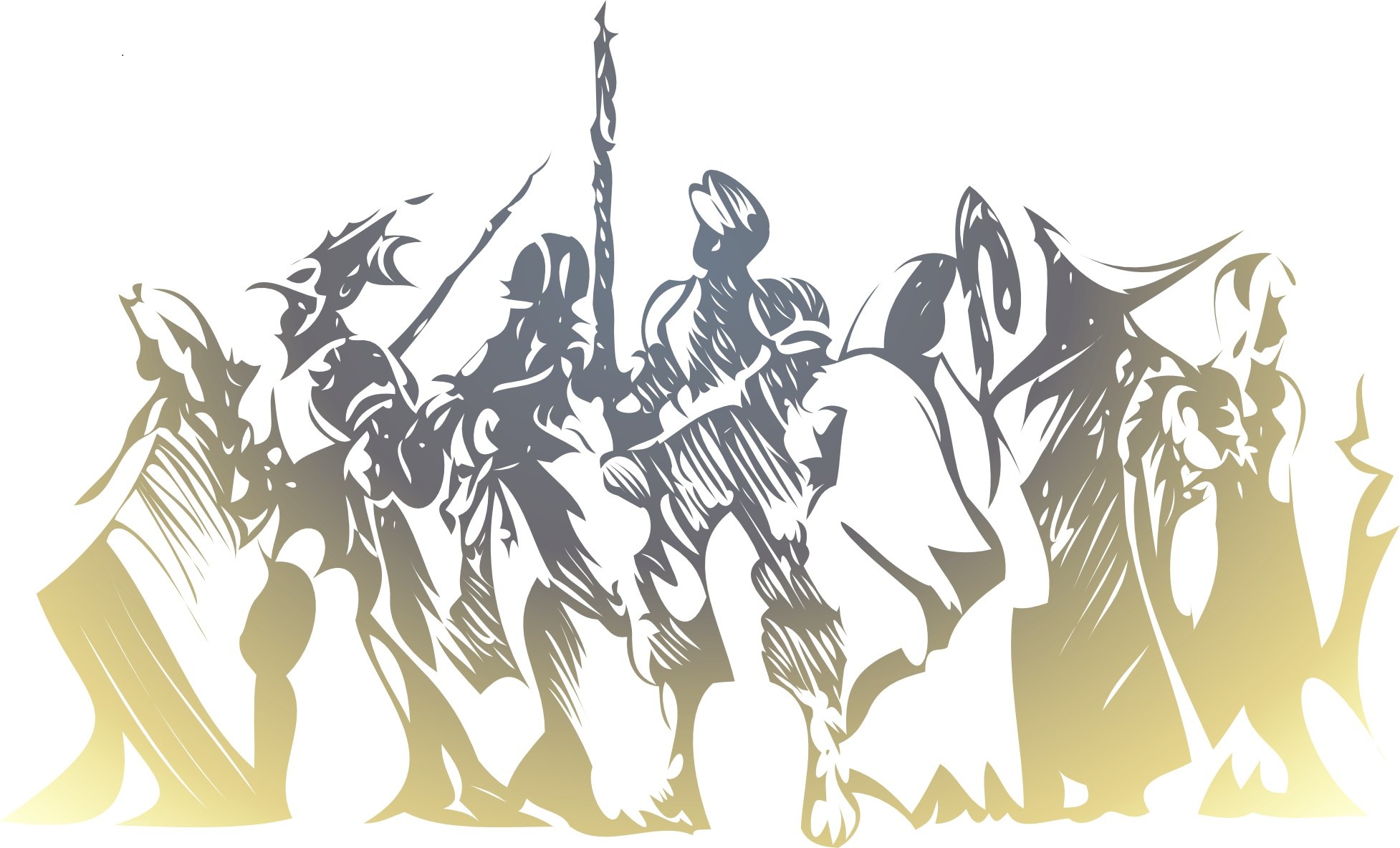 fantasy warriors in silhouette