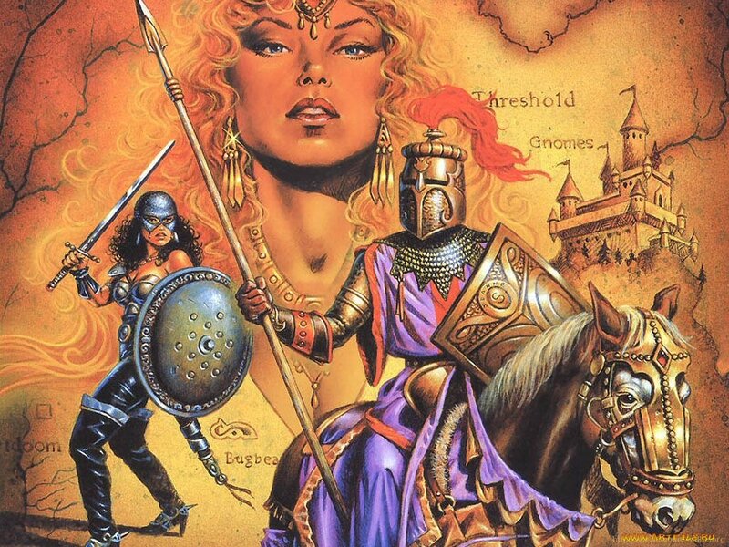 Fantasy warriors on a map
