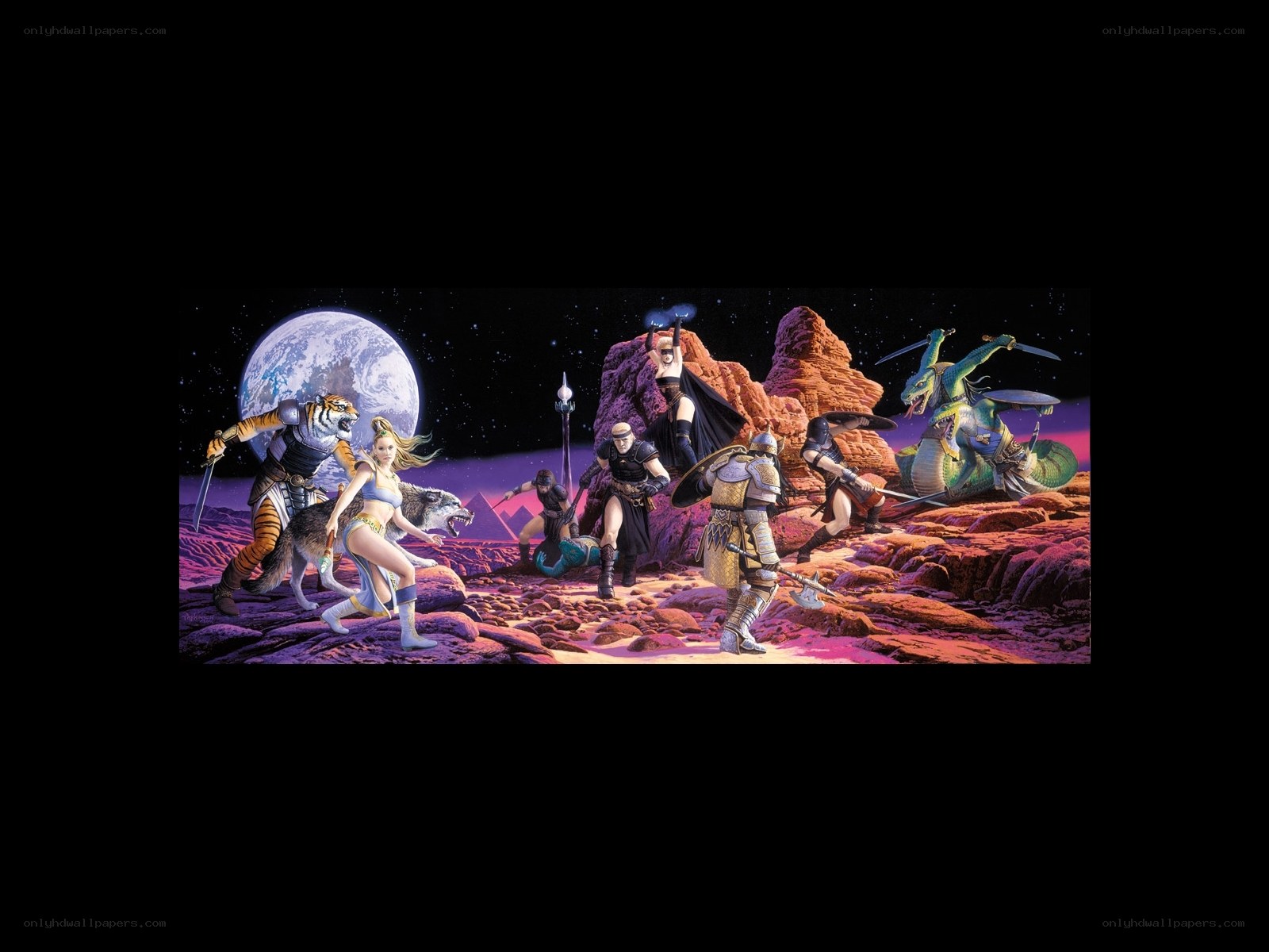 Fantasy warriors on alien planet