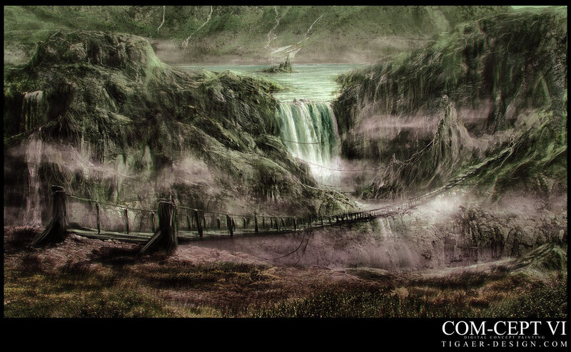 Fantasy waterfall landscape