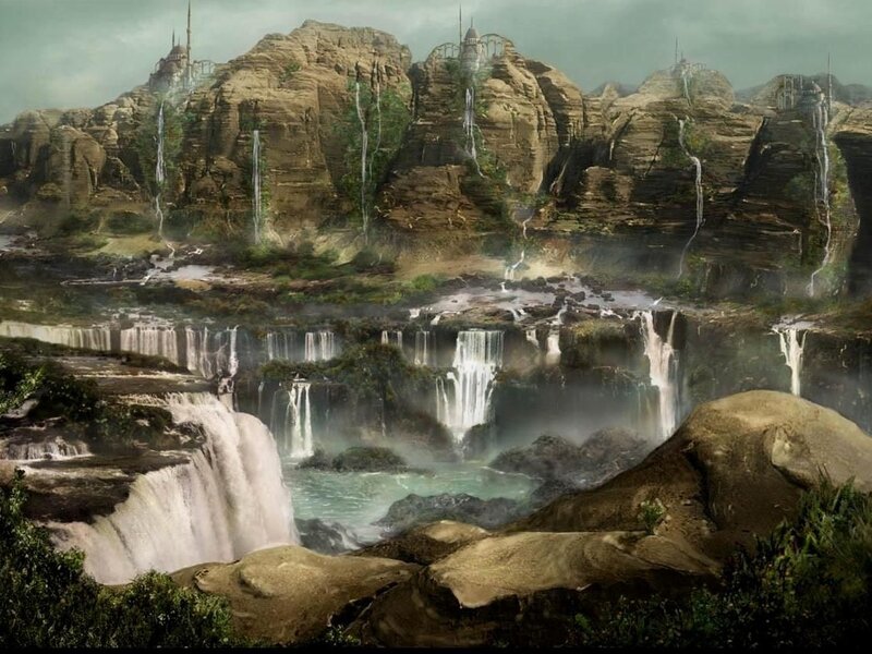 fantasy waterfall landscape