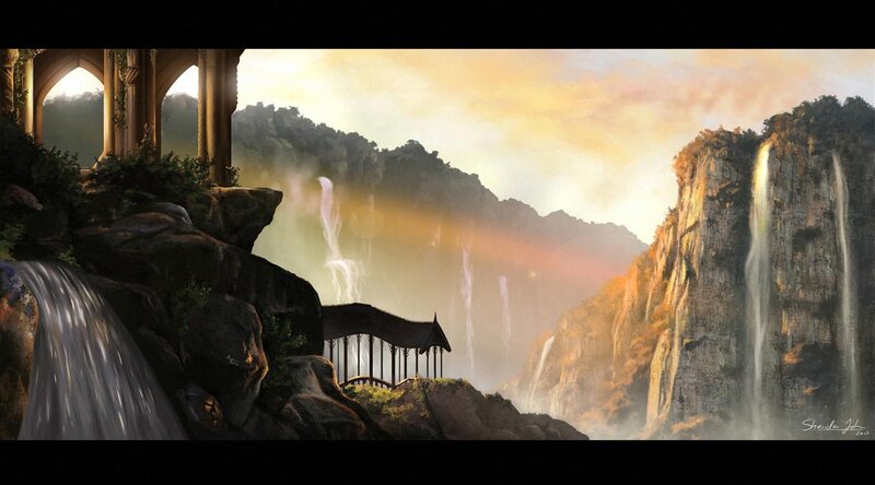 fantasy waterfall landscape