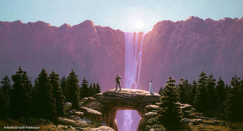 Fantasy waterfall landscape