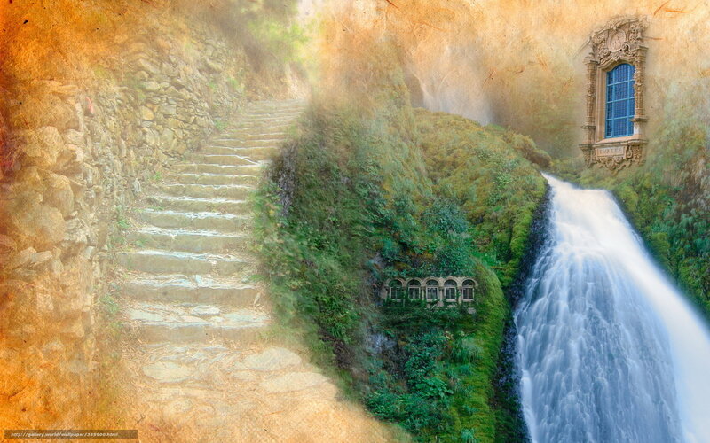 Fantasy waterfall staircase
