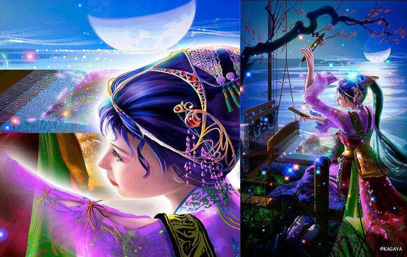 Fantasy weaver under the moon