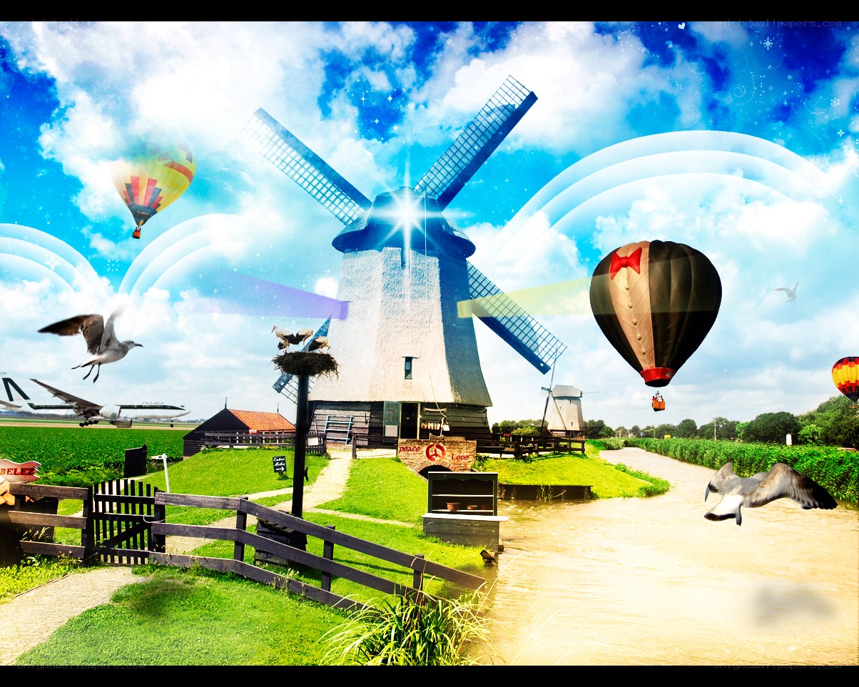 Fantasy windmill landscape