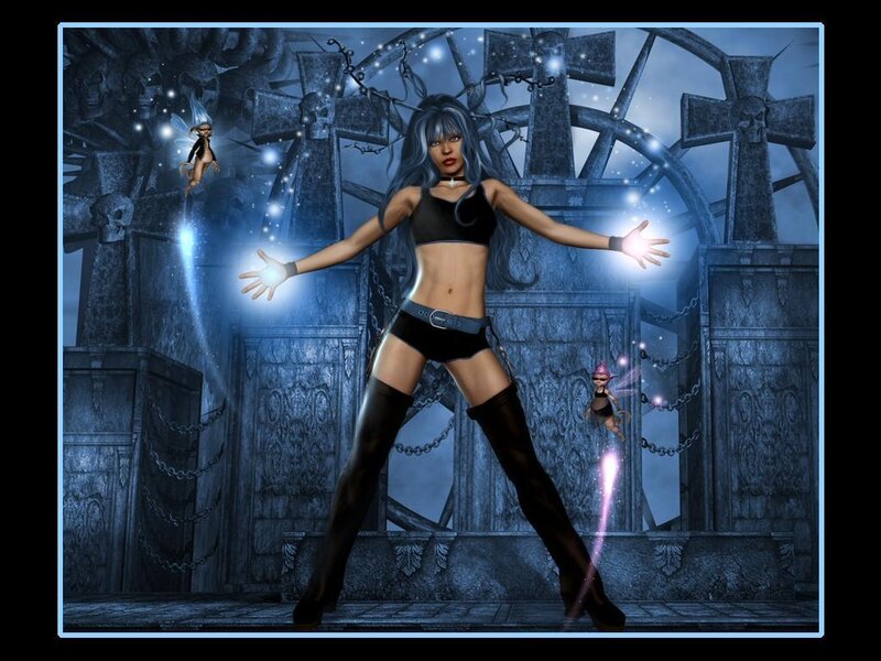 fantasy witch with glowing hands