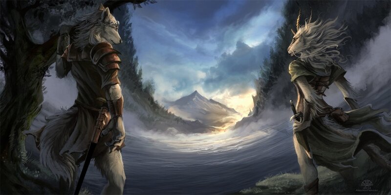 Fantasy wolf and goat warriors
