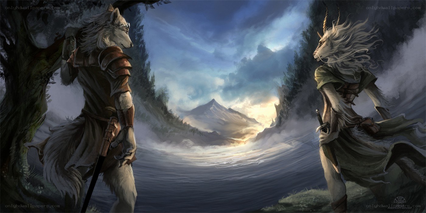 Fantasy wolf and goat warriors