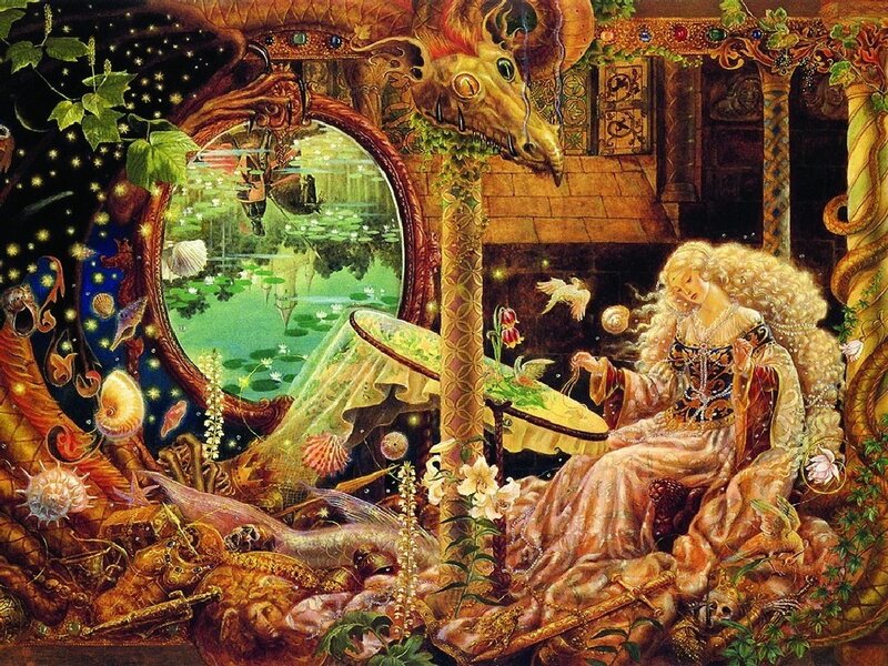 Fantasy woman in a magical room